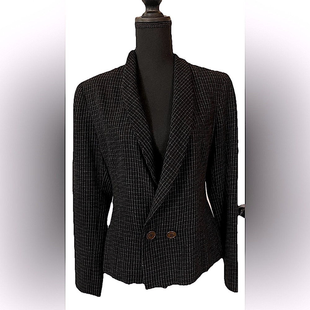 GIORGIO ARMANI BLACK/white Checkered Blazer
